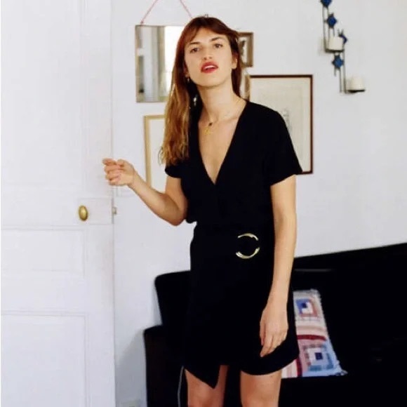 Rouje ✨Soko✨ RARE belted 70s style retro wrap dress early collection sold out - Picture 1 of 7